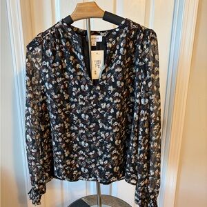 Evereve Floral Long Sleeve Top NWT